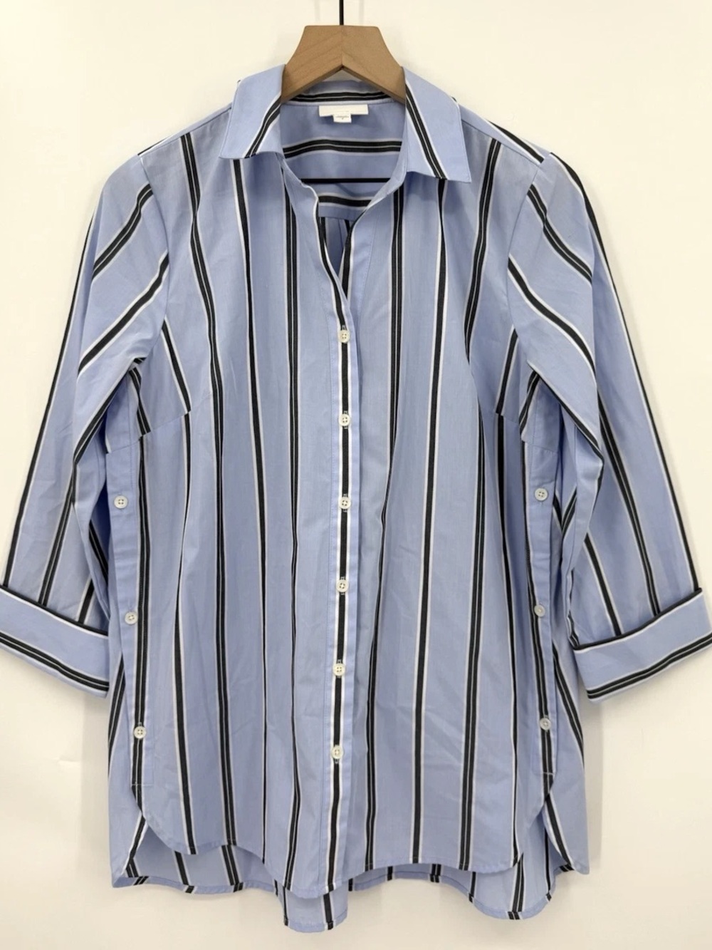 J. Jill Striped Side-Button Stepped
Hem Tunic Top 3/4 Sleeve
